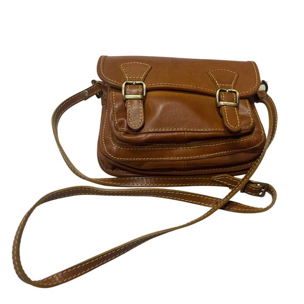 Massei Italian Leather Mini Satchel Crossbody Bag Camel